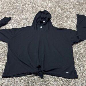 DKNY Black Hooded Tie-Front Top